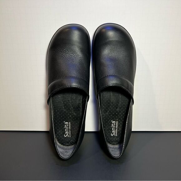 Womens SANITA Black Leather Slip On Clogs / Size 10.5-11 - EU 41 - Picture 6 of 9